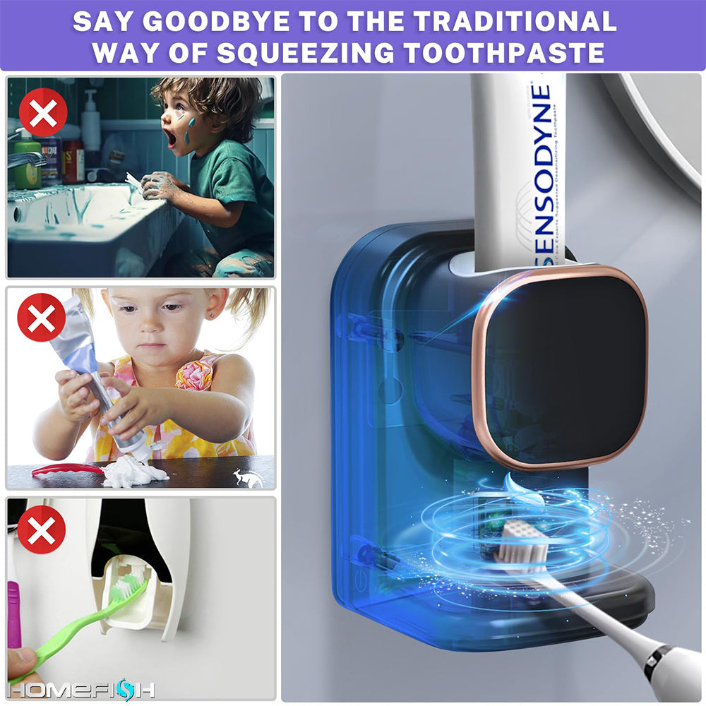 Automatic Induction Squeezing Toothpaste Without Punching Holes Wall Mounted Lazy Electric Toothpaste Sensor Toothbrush Holder