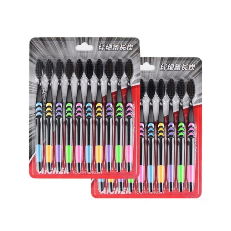 10pcs soft bamboo charcoal toothbrush