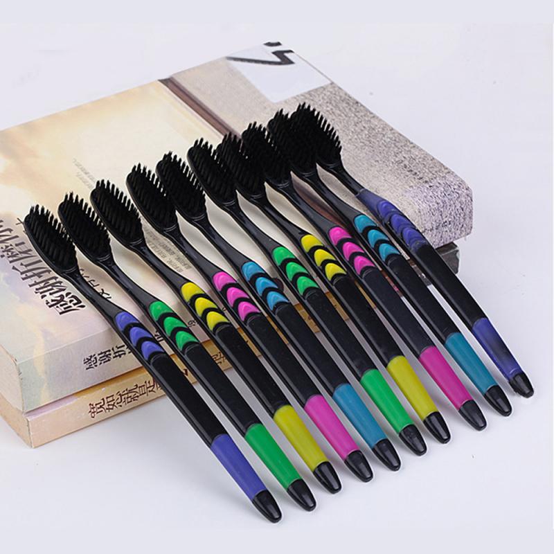 10pcs soft bamboo charcoal toothbrush