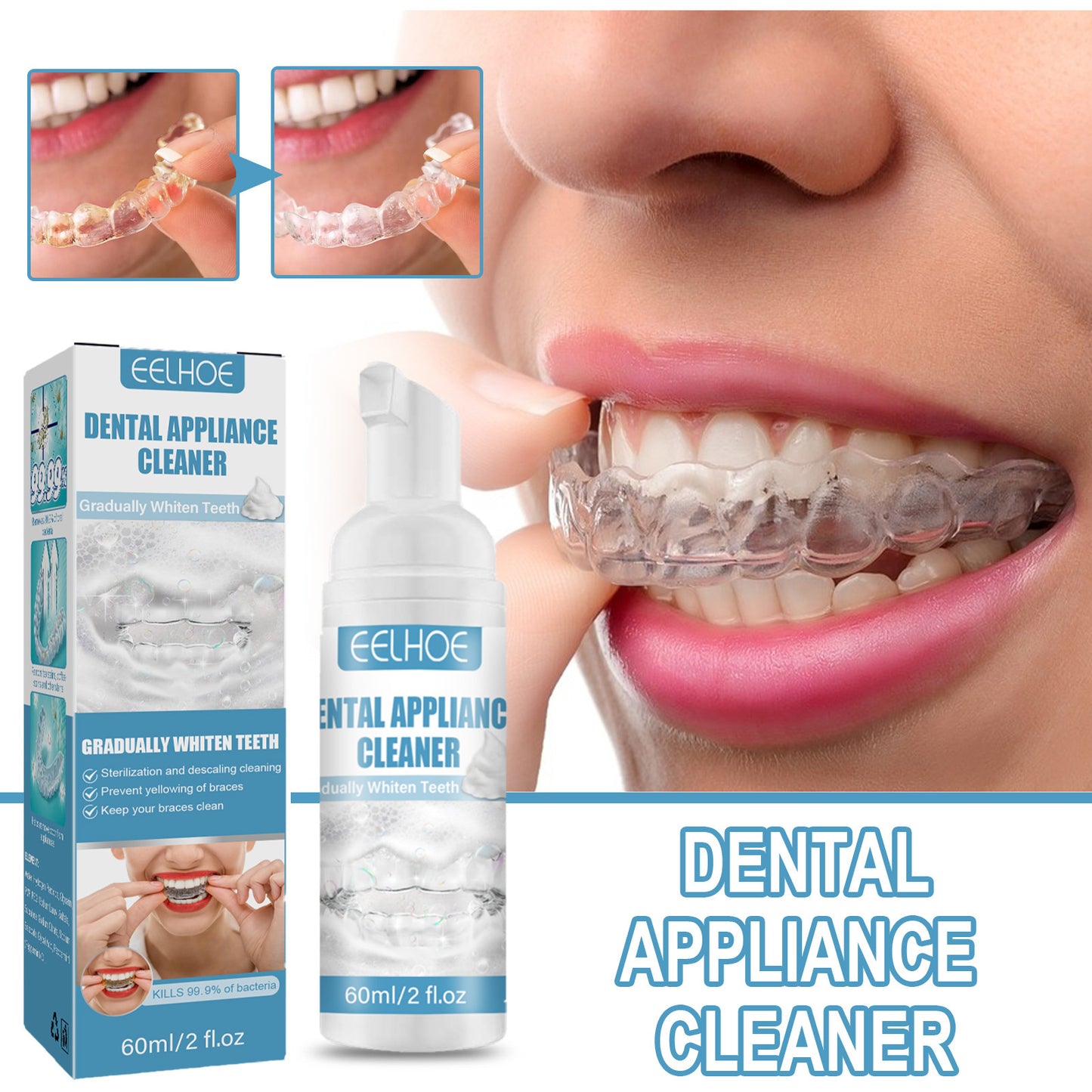 Teeth Brace Foamed Cleaner Remove Tooth Socket Stains