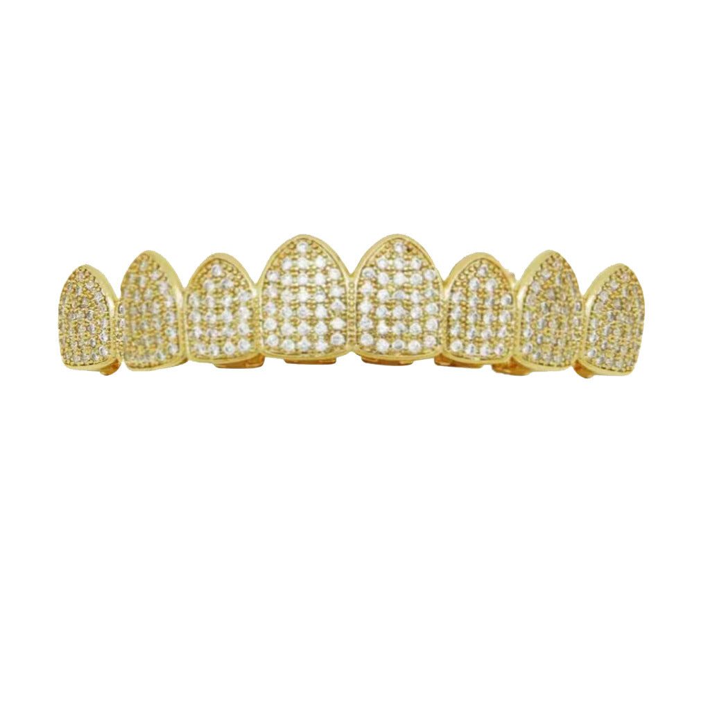 Hip Hop Tooth Socket Copper Zircon Micro British Real Gold Non-fading Tooth Decoration