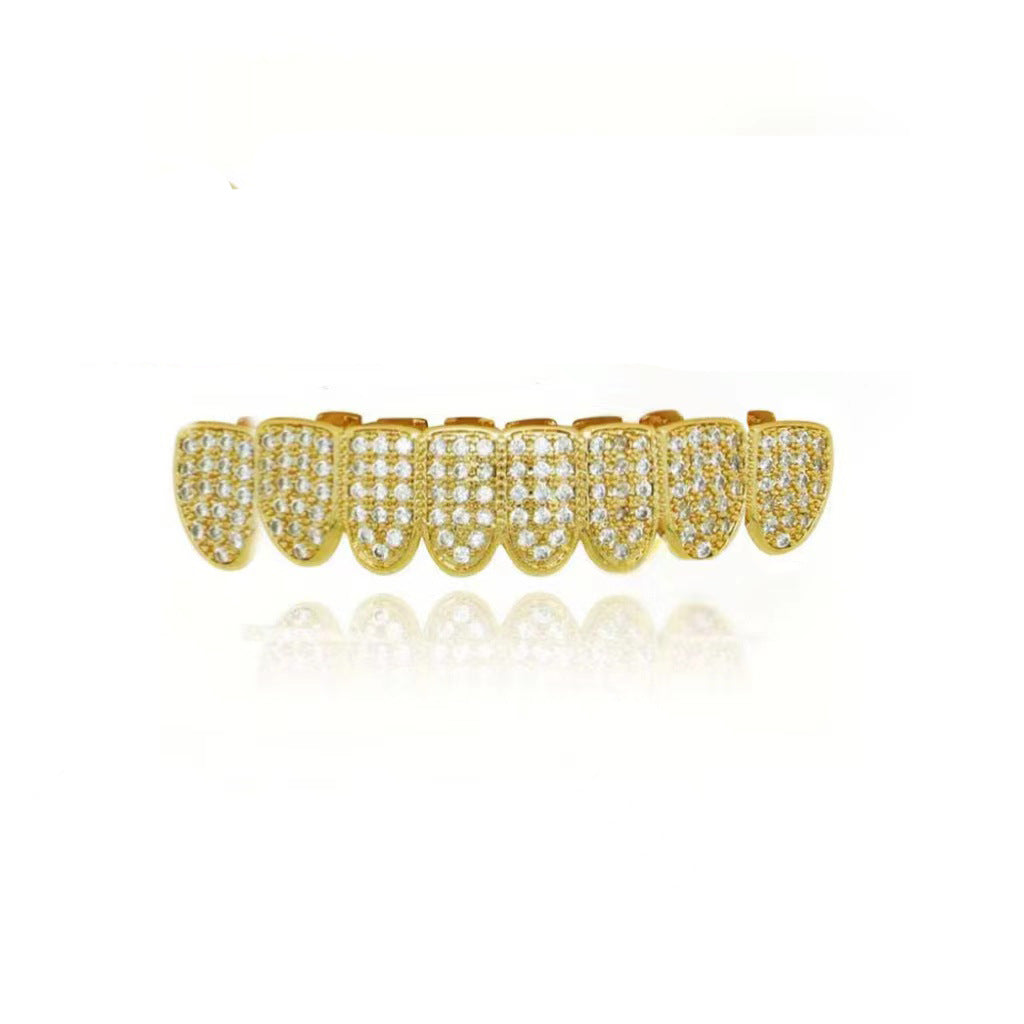 Hip Hop Tooth Socket Copper Zircon Micro British Real Gold Non-fading Tooth Decoration