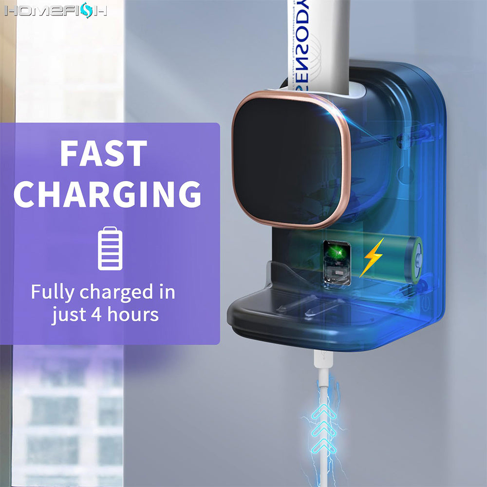 Automatic Induction Squeezing Toothpaste Without Punching Holes Wall Mounted Lazy Electric Toothpaste Sensor Toothbrush Holder