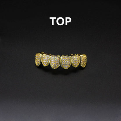 Hip Hop Tooth Socket Copper Zircon Micro British Real Gold Non-fading Tooth Decoration