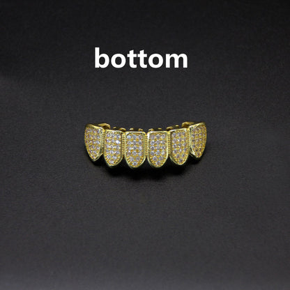 Hip Hop Tooth Socket Copper Zircon Micro British Real Gold Non-fading Tooth Decoration