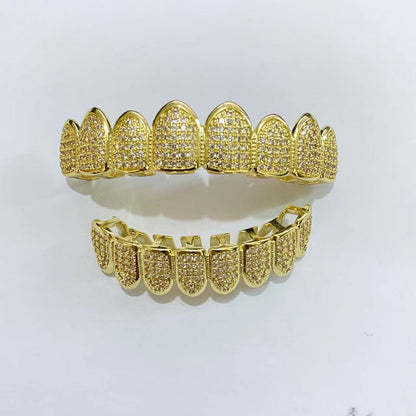 Hip Hop Tooth Socket Copper Zircon Micro British Real Gold Non-fading Tooth Decoration