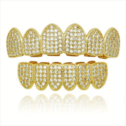 Hip Hop Tooth Socket Copper Zircon Micro British Real Gold Non-fading Tooth Decoration