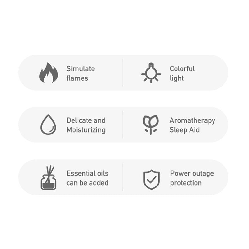 Flame Aromatherapy Diffuser Air Humidifier USB Cool Mist Maker Fogger Essential Oil Diffuser 7-Color Flame Humidifier-A Durable