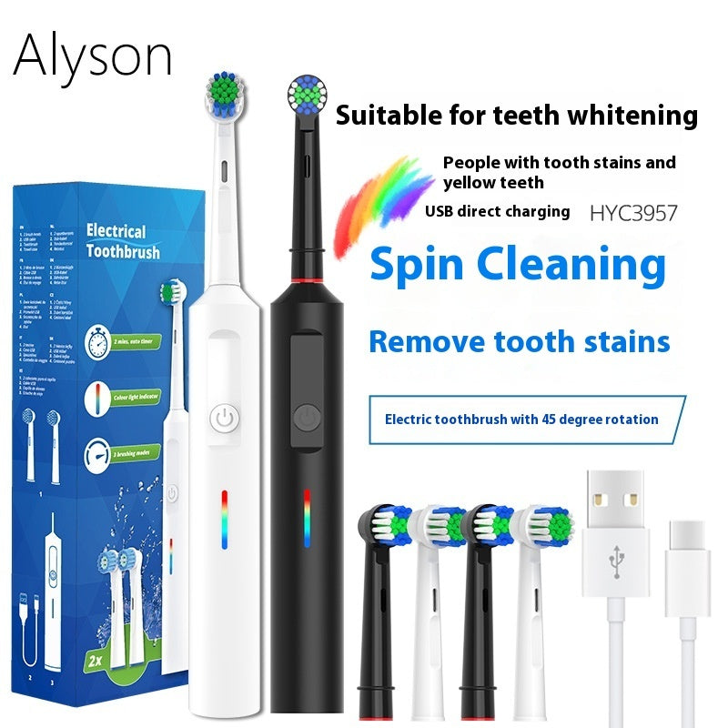 Rotary Electric Toothbrush Whitening Polishing Remove Tooth Stains